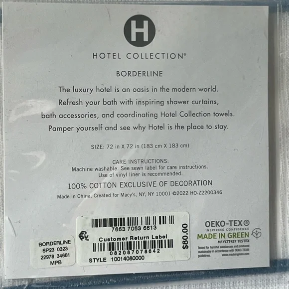 New Hotel Collection Borderline Shower Curtain
Blue Striped Embroidered - Picture 4 of 5